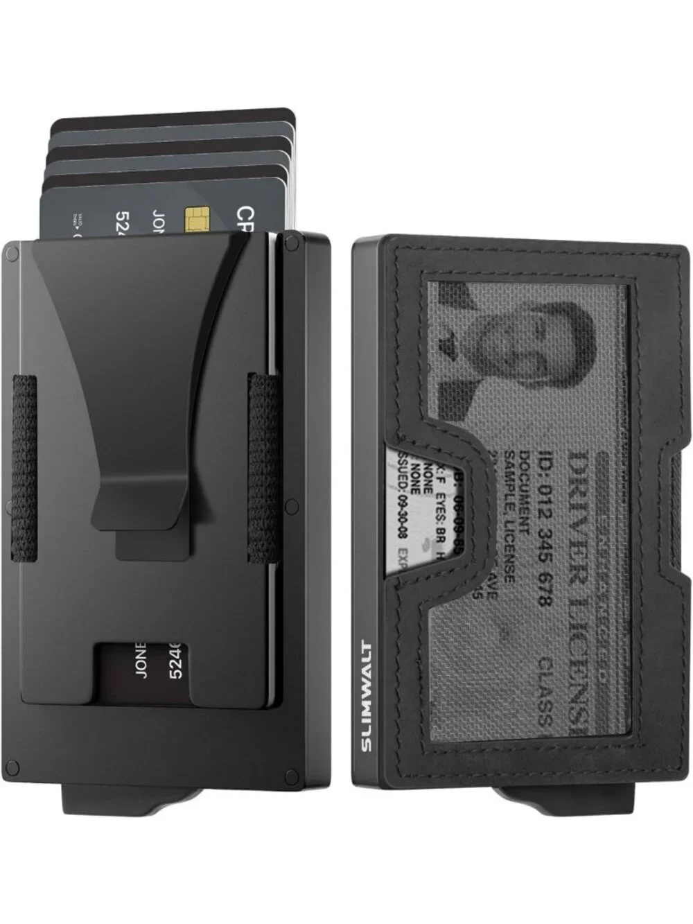 Minimalist Men's Wallet with Money Clip & ID Window - RFID Blocking, Holds 20